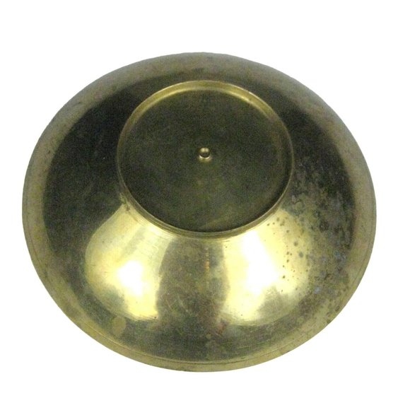 Etched Brass Bowl Chinoiserie Round Footed Decor Trinket 3 7/8 inches Enamel - Picture 5 of 6